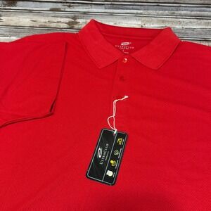 UltraClub Performance Polo Mens Large Red Cool & Dry Moisture Wicking UV